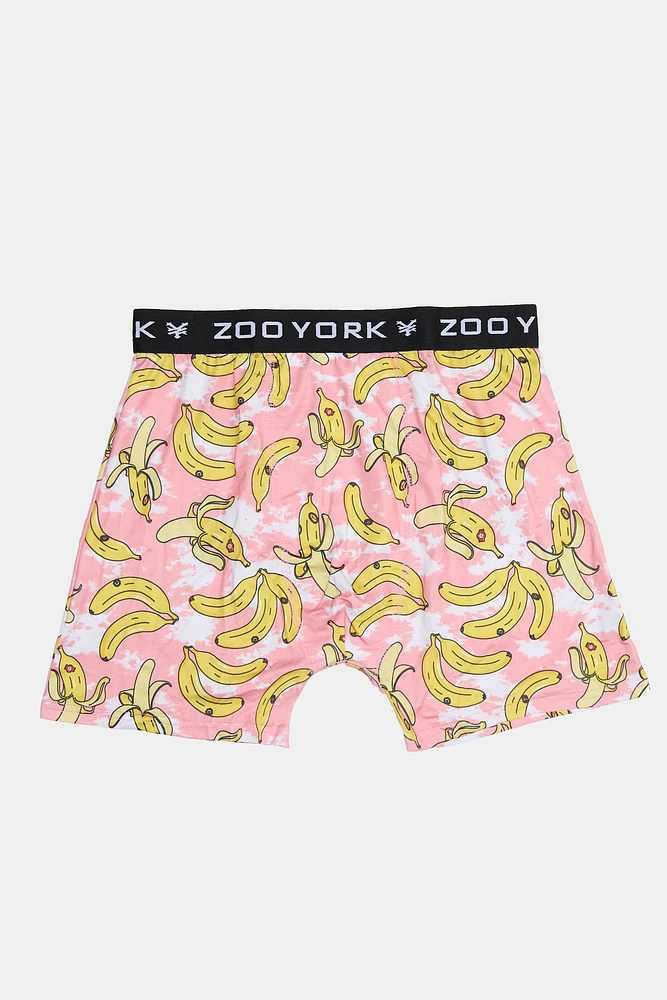 Zoo York Mens Banana Print Boxer Brief - Pink /