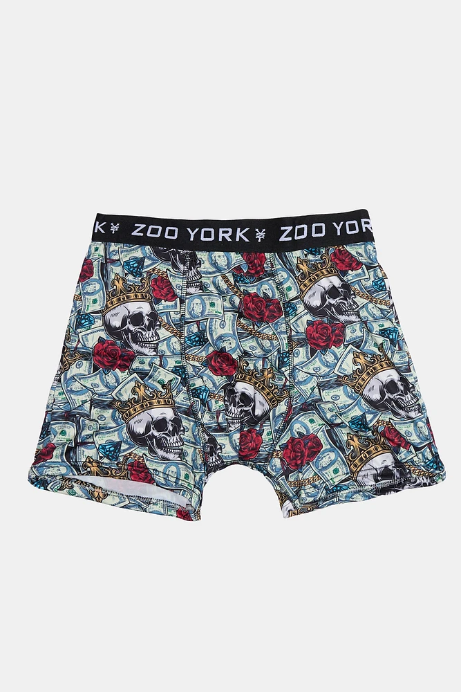 Zoo York Mens Money & Skulls Boxer Brief - Multi /