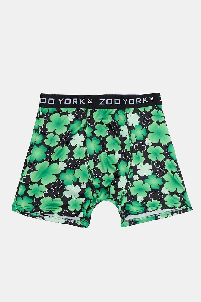 Zoo York Mens Shamrocks Boxer Brief - Green /