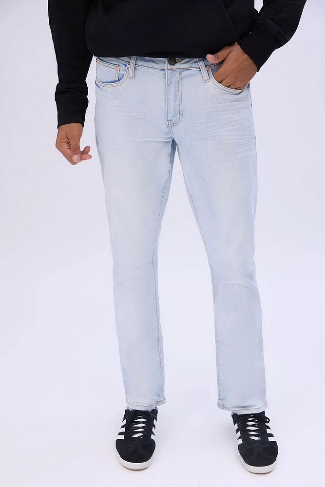 Mens Light Wash Skinny Jeans - Denim Blue /