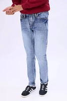 Mens Medium Wash Skinny Jeans - Denim Blue /