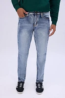 Mens Medium Wash Slim Taper Jeans - Denim Blue /