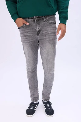 Mens Grey Wash Skinny Jeans - Light /