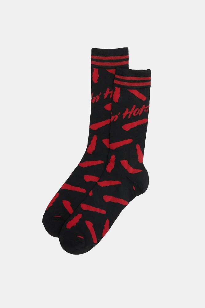 Mens Flamin' Hot Cheetos Crew Socks - Black / O/S