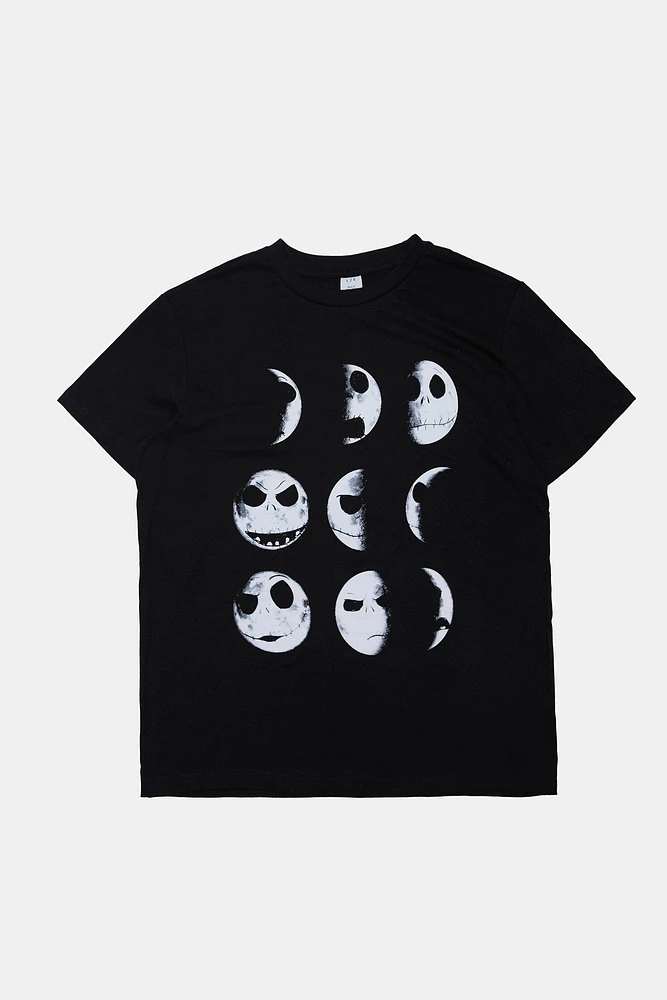 Mens Jack Skellington Moon Phases T-Shirt - Black /