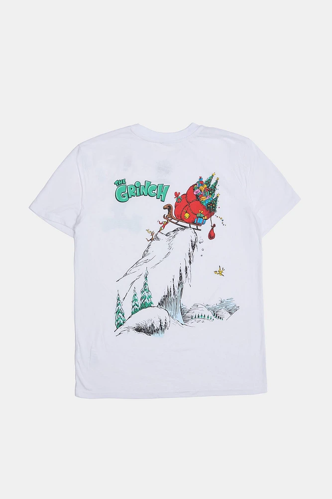 Mens The Grinch Graphic T-Shirt - White /