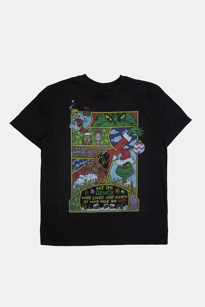 Mens The Grinch Comic Graphic T-Shirt - Black /