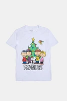 Mens Peanuts Christmas Graphic T-Shirt - White /