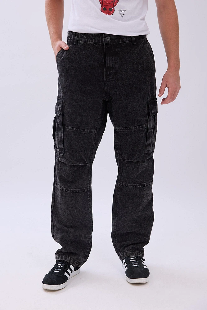 Arsenic Mens Black Cargo Jeans - /