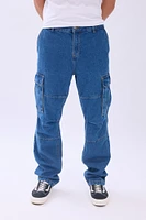 Arsenic Mens Medium Wash Cargo Jeans - Blue /