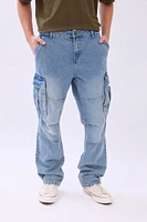 Arsenic Mens Light Wash Cargo Jeans - Denim Blue /