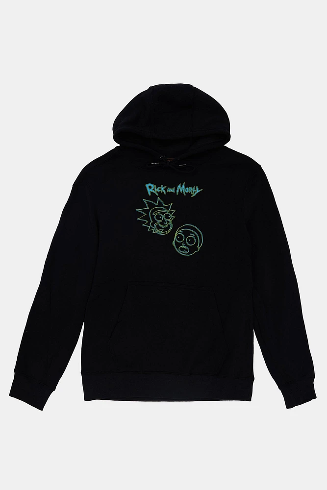 Mens Rick And Morty Graphic Hoodie - Black /