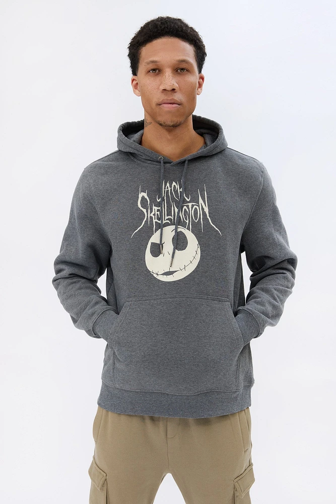 Mens Jack Skellington Graphic Hoodie - Charcoal /