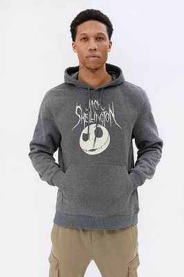 Mens Jack Skellington Graphic Hoodie - Charcoal /