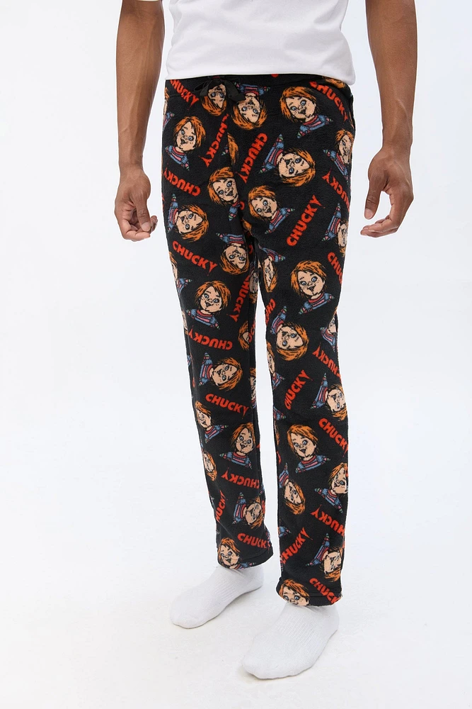 Mens Chucky Graphic Pajama Bottoms - Black /