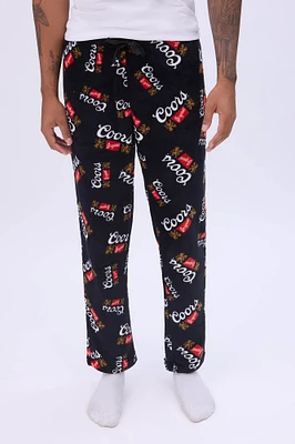 Mens Coors Light Pajama Bottoms - Black /