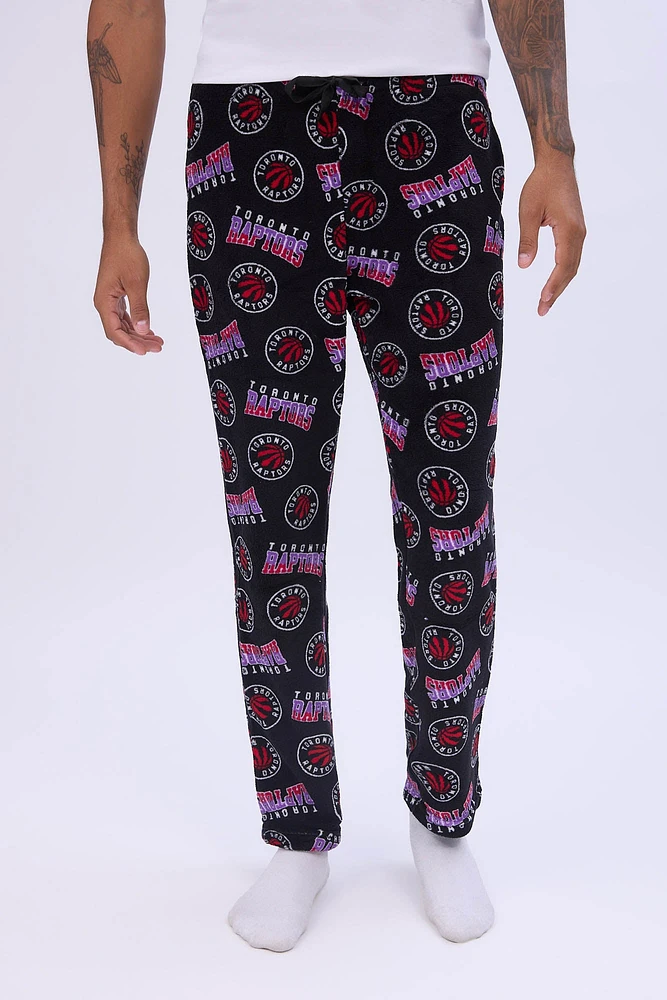 Mens Toronto Raptors Pajama Bottoms - Black /