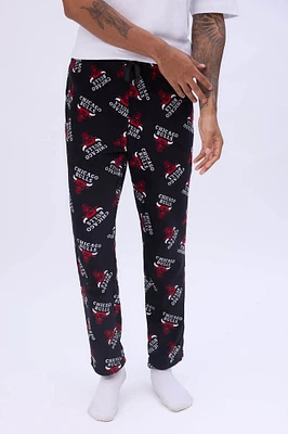 Mens Chicago Bulls Pajama Bottoms - Black /