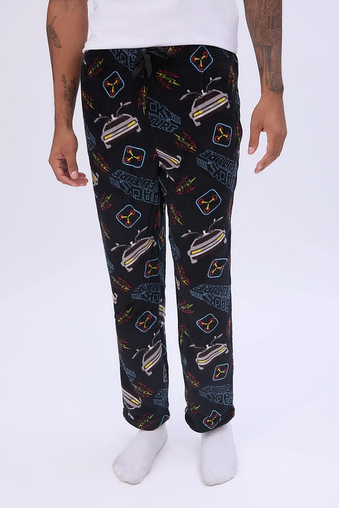 Mens Back To The Future Pajama Bottoms - Black /