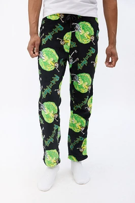 Mens Rick And Morty Pajama Bottoms - Black /