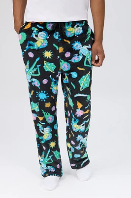 Mens Rick And Morty Space Pajama Bottoms - Black /