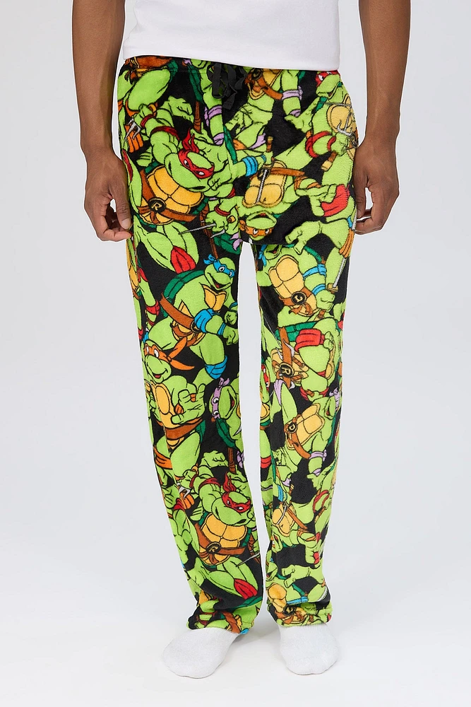 Mens TMNT Graphic Pajama Bottoms - Green /