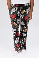 Mens Tom and Jerry Graphic Pajama Bottoms - Black /