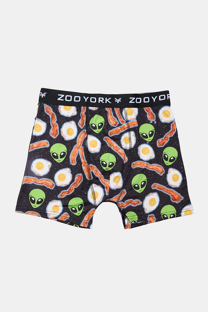 Zoo York Mens Aliens & Breakfast Boxer Brief - Black /