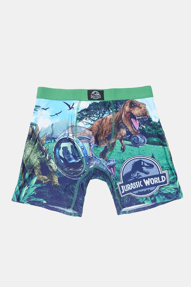 Mens Jurassic World Boxer Brief - Blue /