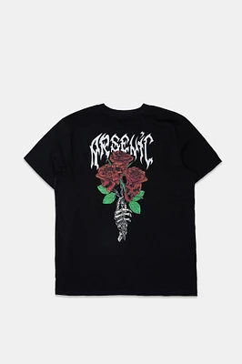 Arsenic Mens Rose Skulls Graphic T-Shirt - /
