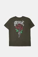 Arsenic Mens Rose Skulls Graphic T-Shirt - /