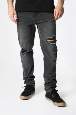 Zoo York Mens Black Skinny Distressed Jean - Solid /