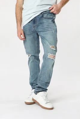 Zoo York Mens Medium Wash Slim Distressed Jean - Rinse Denim /