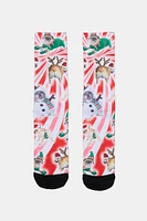 Zoo York Mens Holiday Print Crew Socks - Black with White / O/S