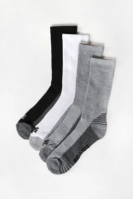 Zoo York Mens 4-Pack Athletic Crew Socks - Black with White / O/S