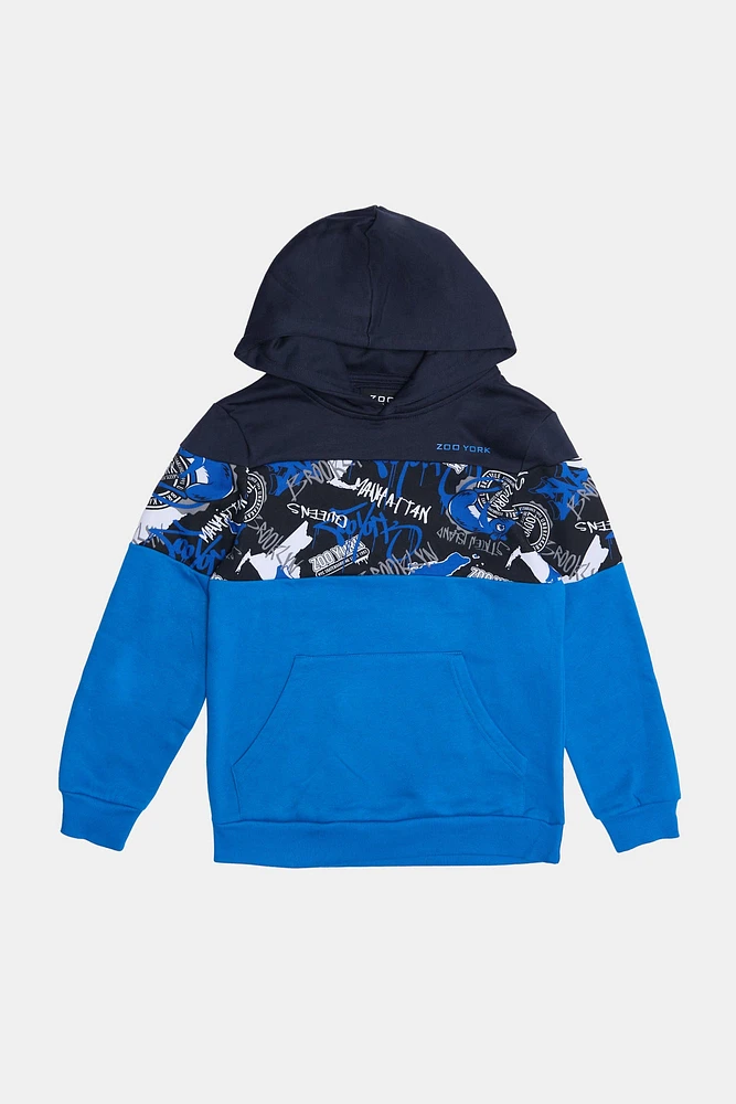 Zoo York Youth Graffiti Colour Block Hoodie - Blue /