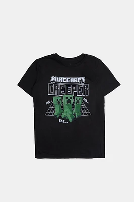 Youth Minecraft Creeper T-Shirt - Black /