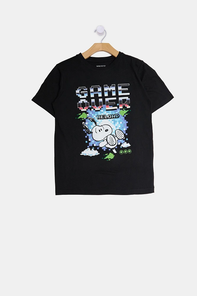 Youth Snoopy Game Over T-Shirt - Black /