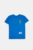 Youth Super Mario Pocket Print T-Shirt - Blue /