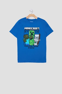 Youth Minecraft Survival Mode T-Shirt - Blue /