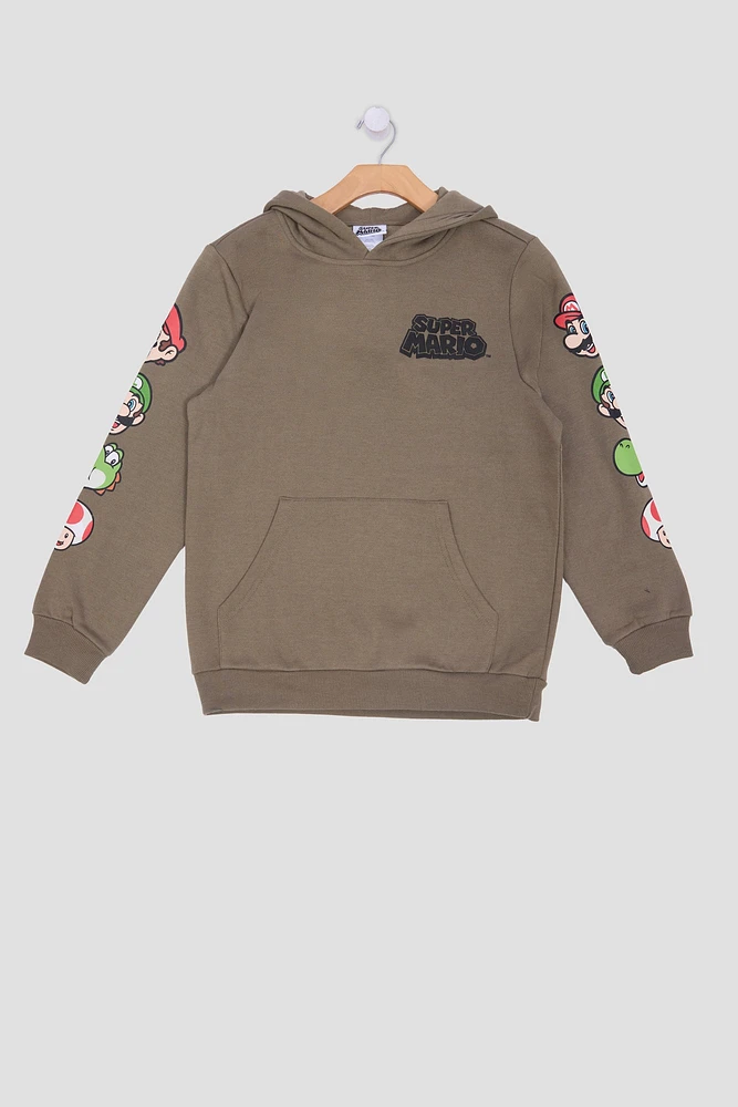 Youth Super Mario Hoodie - Dark Green /