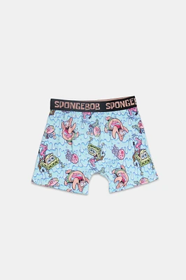 Youth SpongeBob SquarePants Allover Print Boxer Brief - Blue /