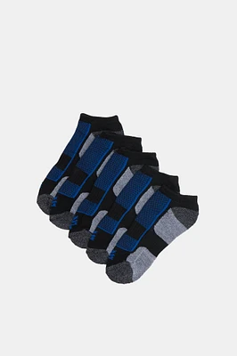 Zoo York Youth 5-Pack Athletic No Show Socks - Black with White / O/S