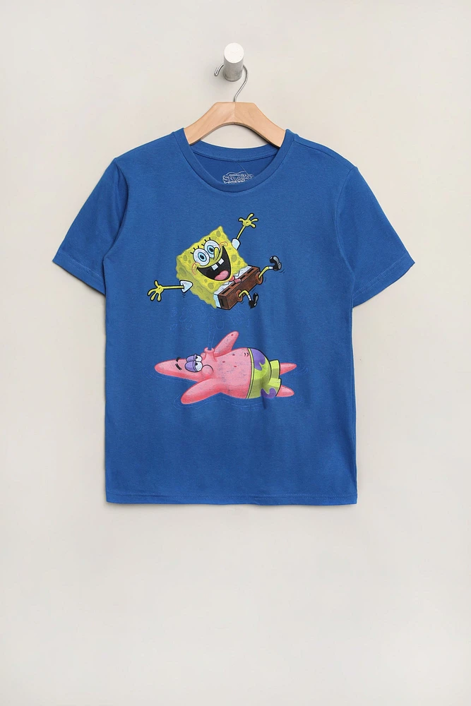 Youth SpongeBob & Patrick T-Shirt - Blue /