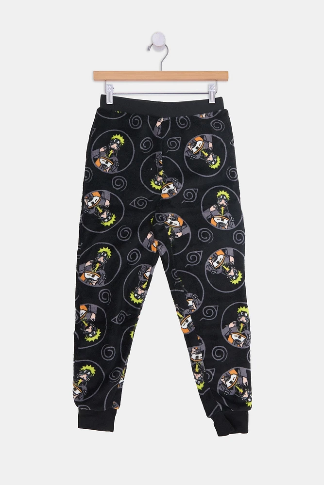 Youth Naruto Graphic Pajama Bottoms - Black /