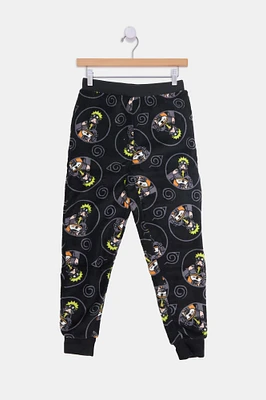 Youth Naruto Graphic Pajama Bottoms - Black /