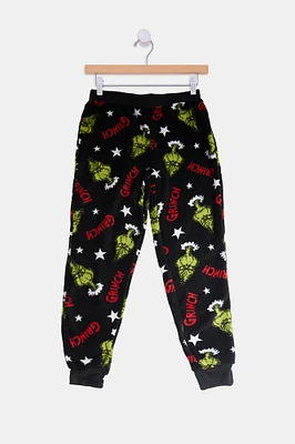 Youth The Grinch Printed Pajama Bottoms - Black /