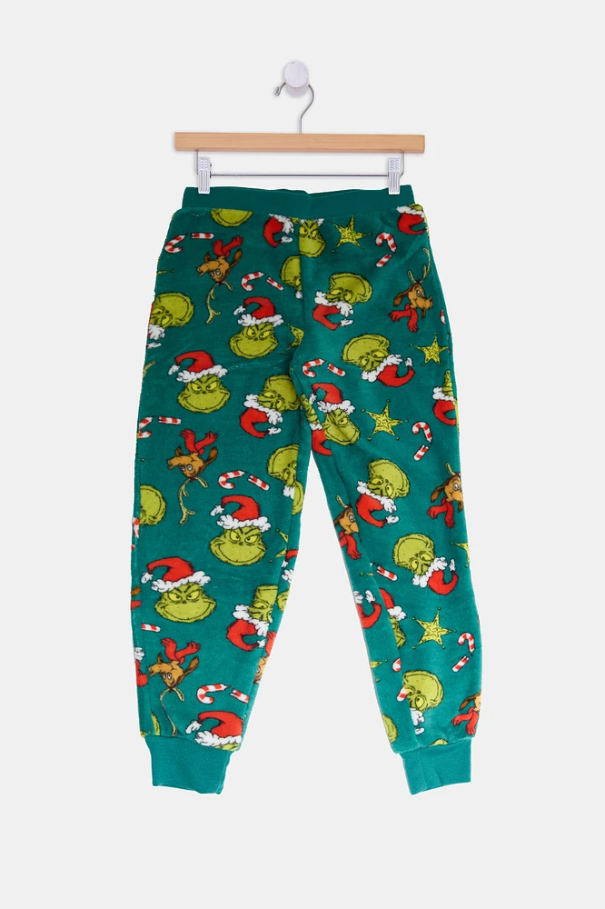 Youth The Grinch Graphic Pajama Bottoms - Green /