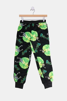 Youth Rick And Morty Pajama Bottoms - Black /