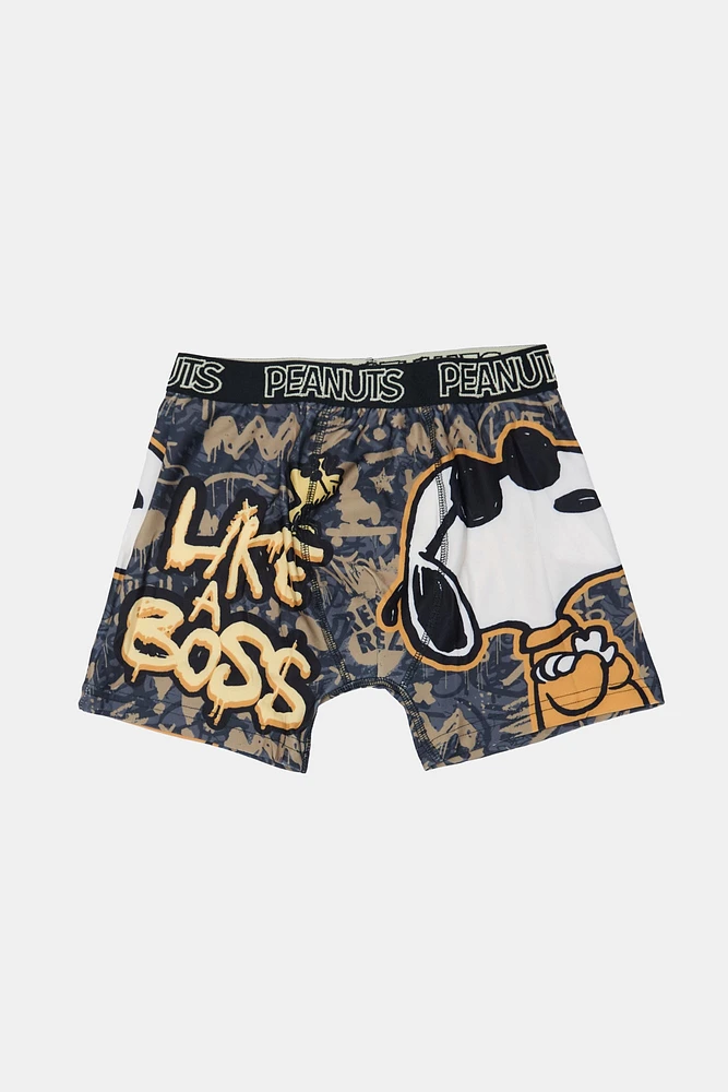 Youth Peanuts Snoopy Like A Boss Boxer Brief - Yellow /